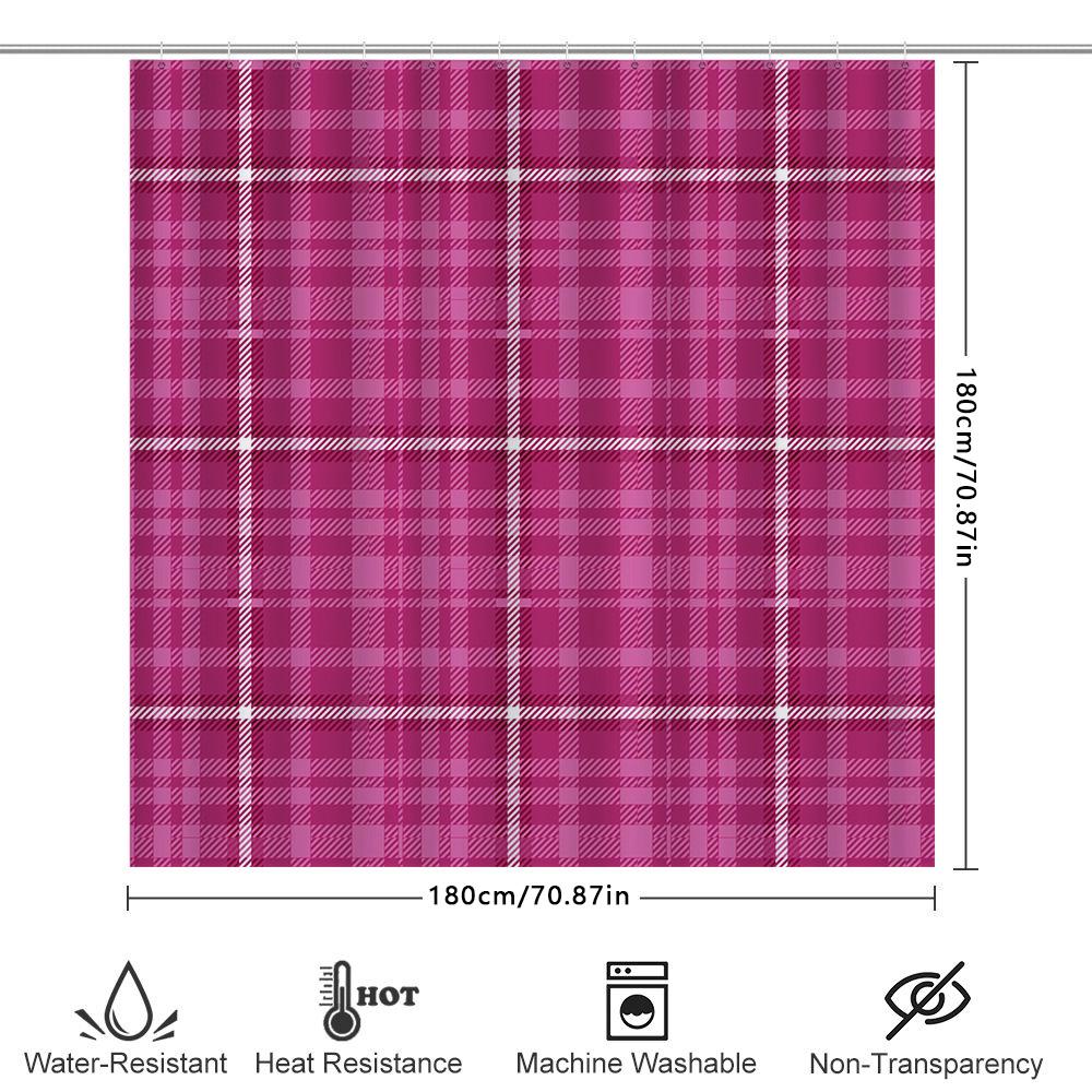 Checkered Shower Curtain Waterproof Bath Decoration Custom Size Modern Decorative Room Divider Privacy Black Pink Striped Plaid