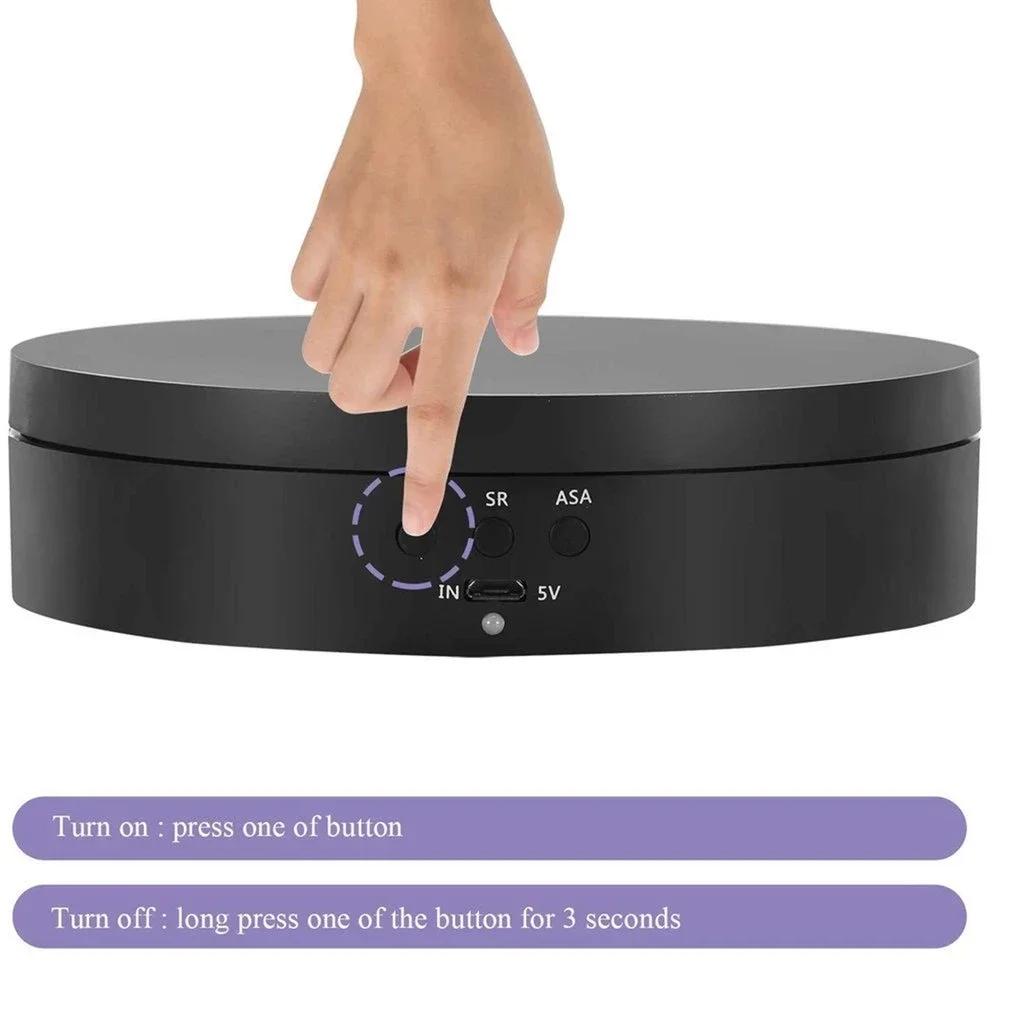 3 Speed Electric Rotating Display Stand 360 Degree Jewelry Turntable Rotating Base Rotary Table for Photography Video Shoot Prop
