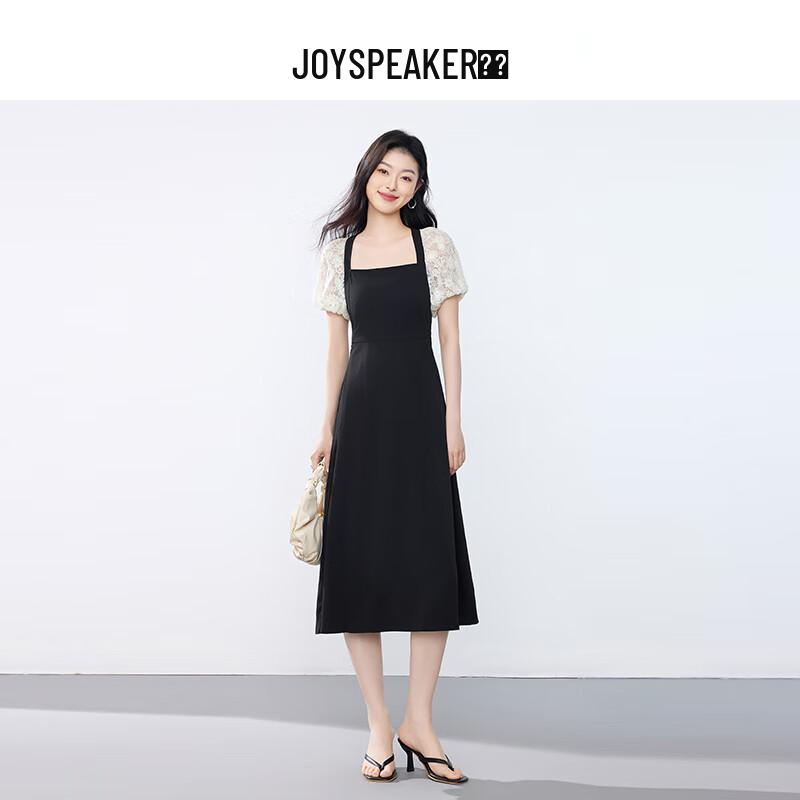 

JOY SPEAKER Women s 2025 Summer Square Neck Puff Sleeve Mid-Length Dress S