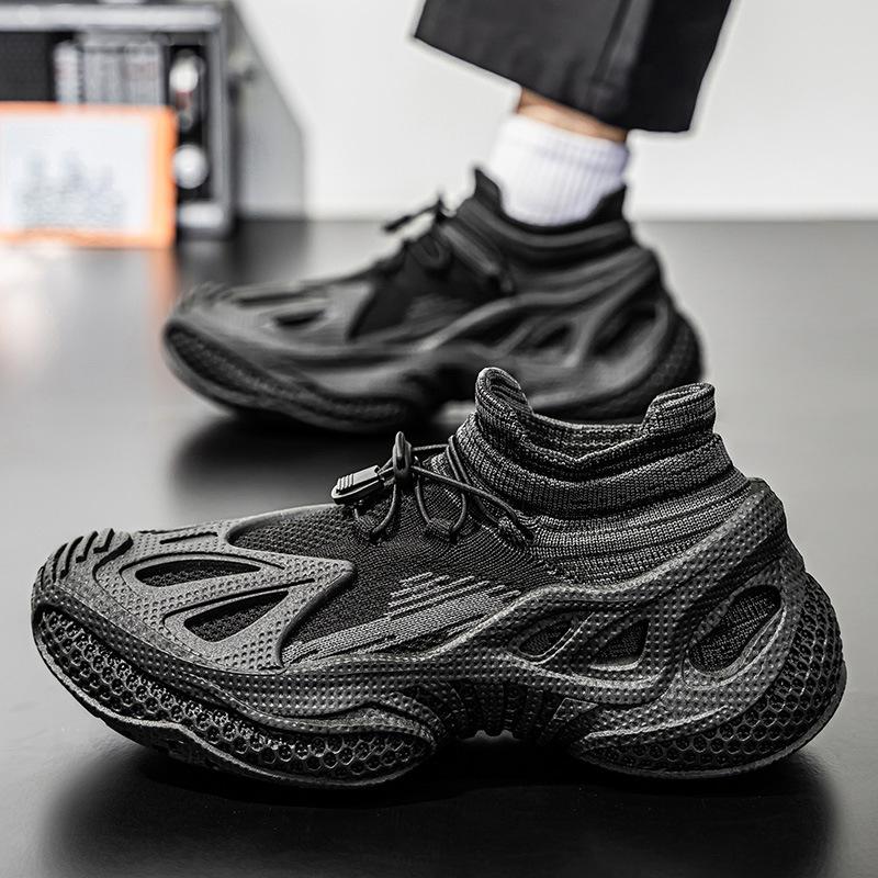 Men's Shoes Summer Breathable Mesh Fly-woven Mesh Shoes Men's New Trend Sports and Leisure Thick-soled One-pedal Socks Shoes