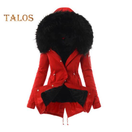 Zimní péřový kabát Polstrovaný s chlupatou kapucí a kapsami Zapínání na zip Parka Větruodolná Udržování tepla Denní svrchní bunda za chladného počasí