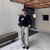 Premium Academia-Style Men's Long-Sleeve Hoodie Shirt - Faux Two-Piece Polo Collar for Autumn/Winter