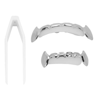 Set de Fausses Dents Hip Hop Réutilisable Inaltérable Cuivre Halloween Festival Décoration de Dents Appareil Argent
