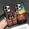 America Route 66 Plating Phone Case For Xiaomi Redmi Note 14 15 Pro Plus 13 12 11 11S 11T 10 9S 9 5G Anti-Fall Airabag Cover