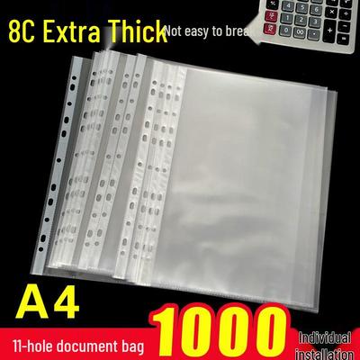 11-Hole Transparent Plastic File Bag - Waterproof Document & Archive Sleeve
