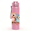 1PC Twin Owl Bird Branch Bust 750ml Color Plastic Sports Water Bottle Leakproof Flip Straw Lid For Sports Office Home Use