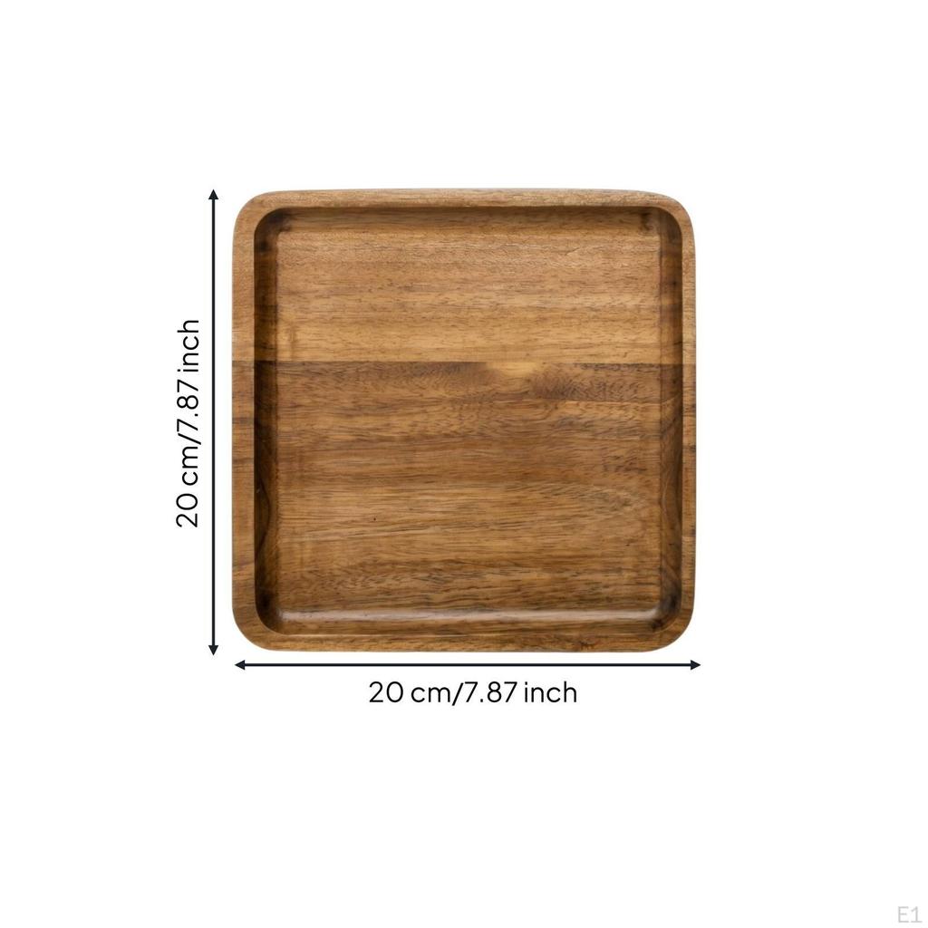 Acacia Wood Serving Tray Smooth Rounded Corners Food Platter Square