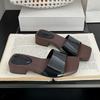 Fashion 2025 New Luxury Ladies Heeled Slippers Shoes Summer Beach Female Slides Sandals Fashion Square Toe Women Low Heel Slippers Shoes