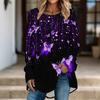 Women Long Sleeve Tunic Top Print Crew Neck Loose Fit Blouse With Pockets Casual Daily Wear Ladies Tops