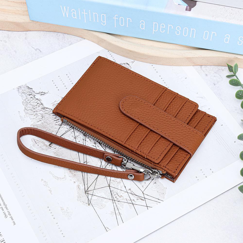 Genuine leather women zipper purse brand design coin purse id card holder Cowhide ladies wallets panelled money wristlet bags