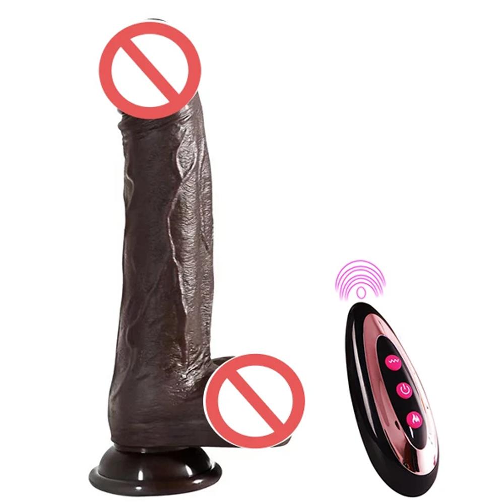 Telescopic Heated Vibrator Vaginal Anal Masturbation Female Male Sex Machine Realistic Rotating Penis Vagina Stimulator Sex Toys