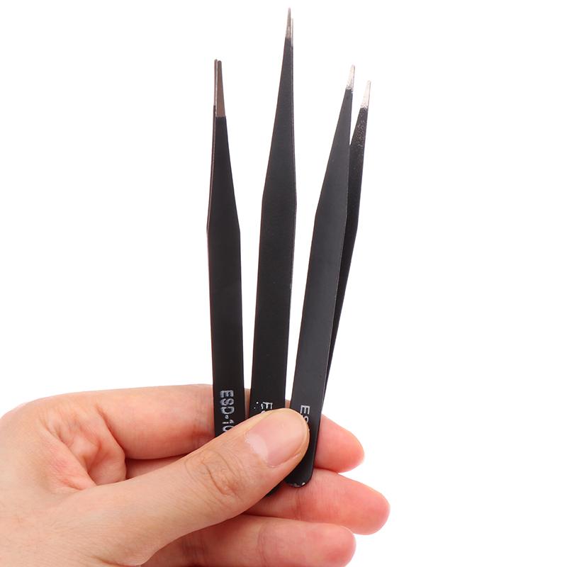 6Pcs Diy Accessories Stainless Steel Tweezers Repair Tool Industrial Precision Bent Straight Tweezers Repair Props