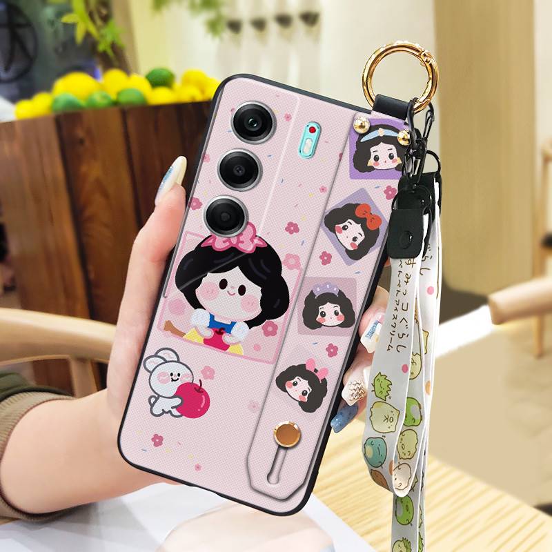 Shockproof Lanyard Phone Case For Tecno Camon40 4G/CM5 Wrist Strap Waterproof Silicone Wristband Cartoon Phone Holder