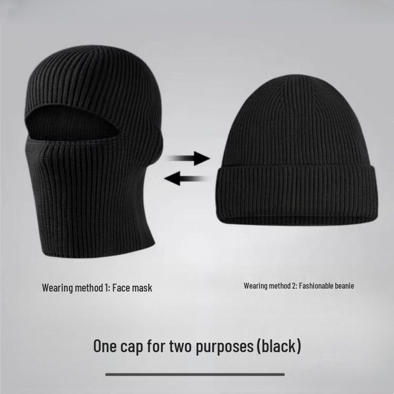 Dual-Use Knitted Wool Hat: Warm Face & Ear Protection for Outdoor Cycling In Autumn and Winter