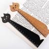 Wooden for School Office Home Cartoon Cat Straight Ruler Sewing Ruler Student Tools Drawing Ruler