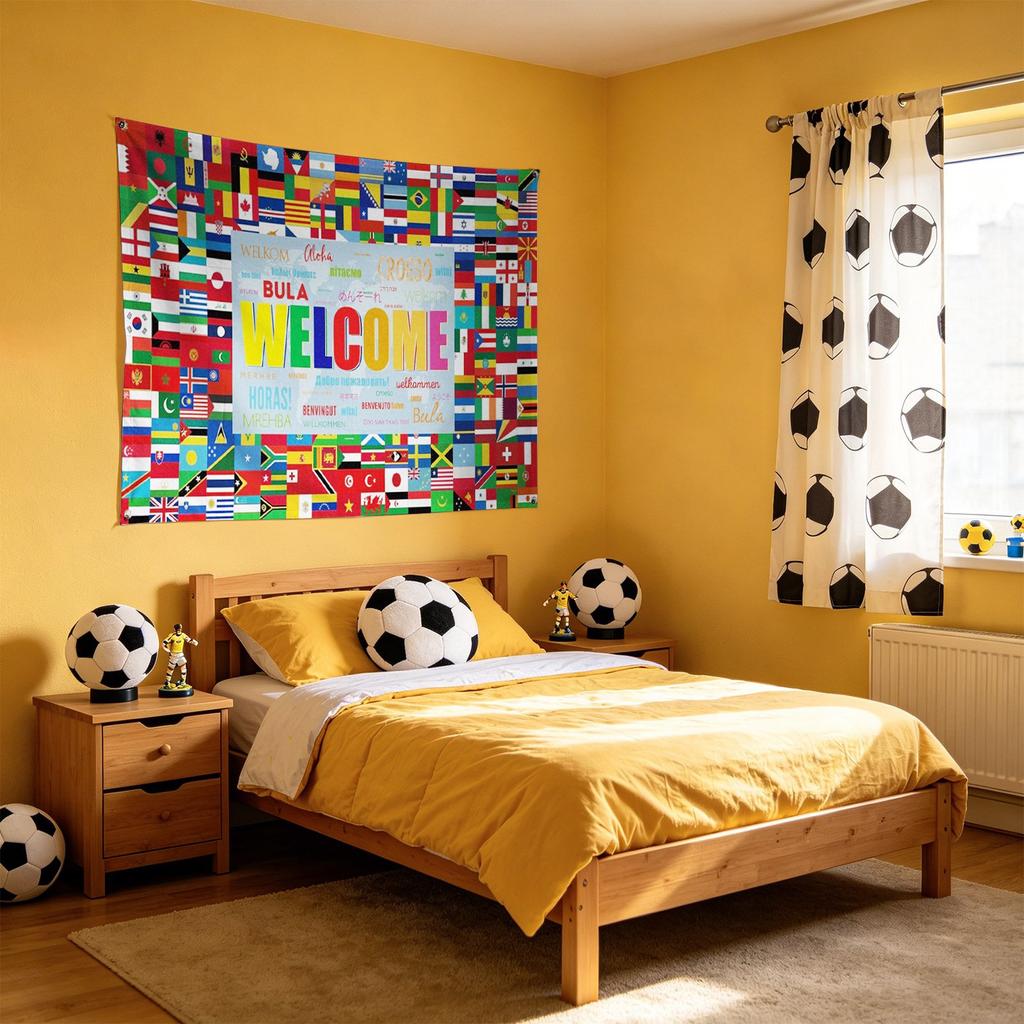 World National Flags Welcome Banner Tapestry 210x150cm Polyester Fabric Background for Sports Event Party Wall Decoration