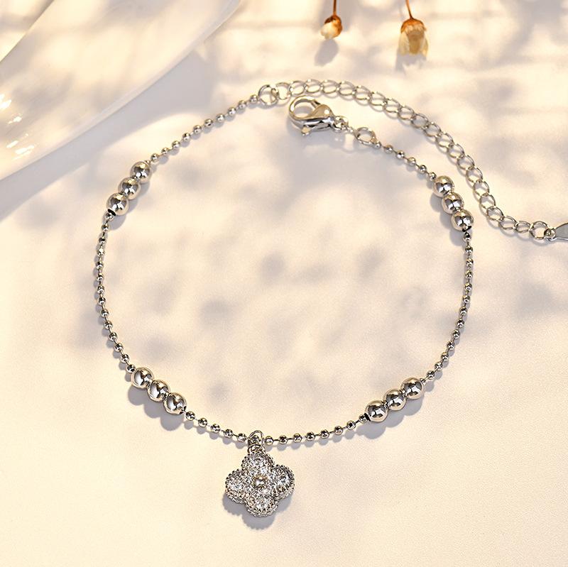 

Браслет-клевер с четырьмя лепестками, покрытый настоящим золотом, с регулируемой застежкой для женщин, украшение для руки из циркона, аксессуар в стиле легкой роскоши