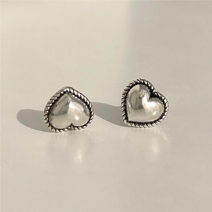 925 Silver Heart Small Stud Earrings For Women Wedding Luxury Jewelry Accessories Trend Jewellery