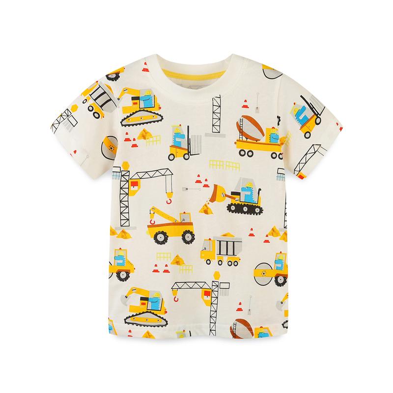 Little maven Kids Clothes Baby Boys 2026 Summer New T Shirts Holiday Children's Clothing Cartoon Fire Truck Shirts 2-7 Years
