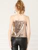 Allegra K Sequin Camisole Sleeveless Christmas Shiny Tank Top Metallic Rose Gold L Women's