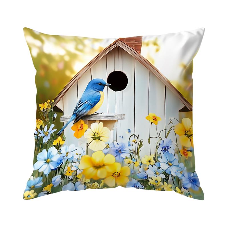 1Pc Yellow Flowers Spring Theme Pillow Cover For Home Living Room Bedroom Sofa Office Decorative Easter Day Pillowcase