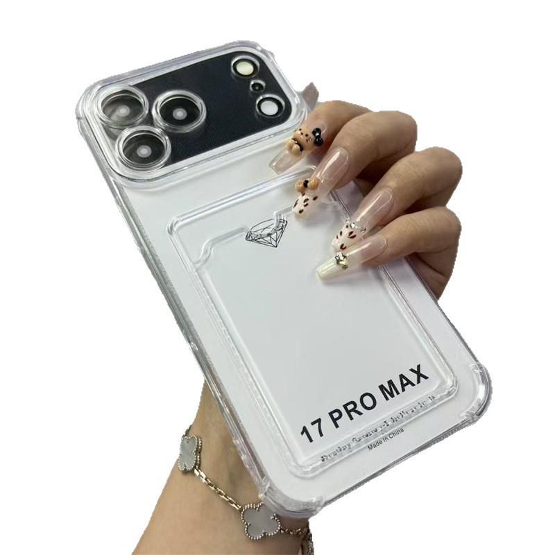 iPhone 17 Pro Max Card Holder Case with 16 Slots, Drop-Proof Soft Shell, Compatible with 13/14 Plus, Simple Design