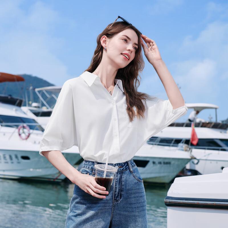 Betu Women's Stylish Lyocell Loose Mid-Sleeve Drop Shoulder Blouse