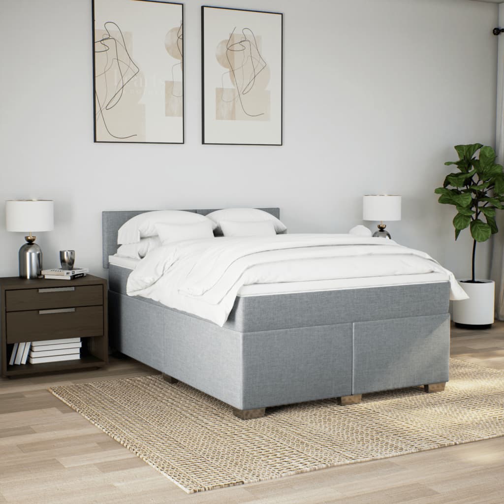 Vidaxl Letto Continentale Con Materasso, Grigio Chiaro, Tessuto, 140X190Cm