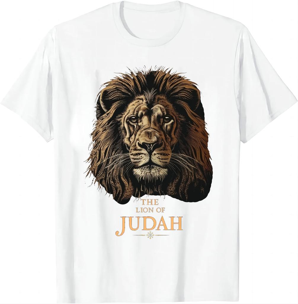 Jesus Lion of Judah Christian Gift for Men Women TShirt Vintage T Shirt Cotton Animal Tops Ropa Hombre Camisas Streetwear
