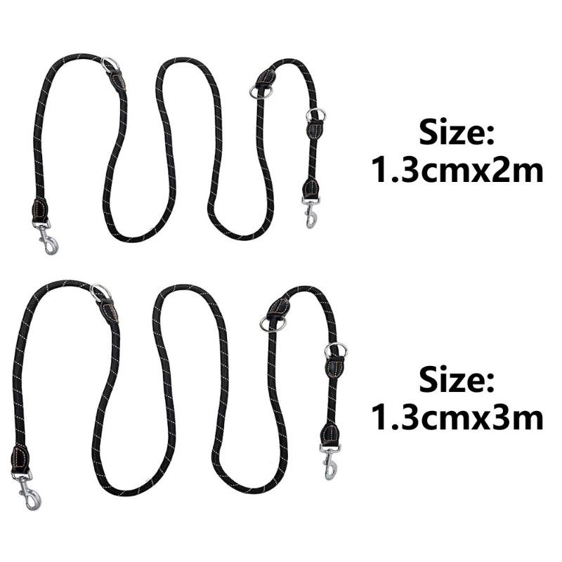 Dog Rope One Pull Two Double Head Non-slip Nylon Traction Rope Double Hook Reflective Dog Rope Two Ends