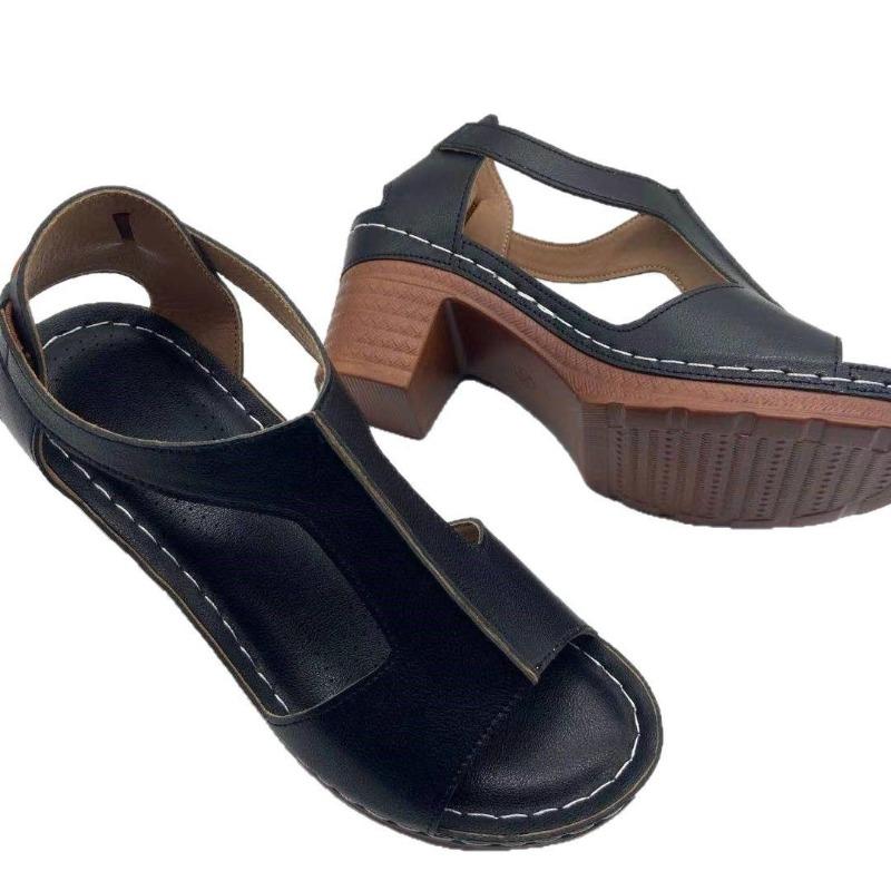 Summer New Fish Mouth Women's Shoes Wedge Heel Open Toe Buckle with High Heel Sandals