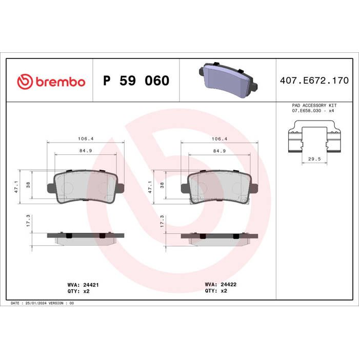 Brembo plaquette de frein p59060