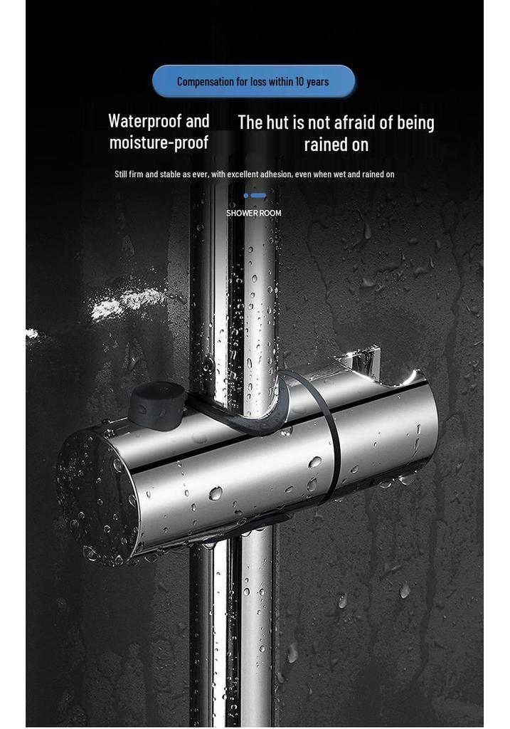 Adjustable Stainless Steel No-Drill Shower Arm and Head Holder