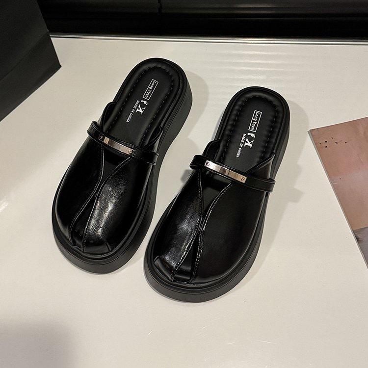 European Station thick-soled bag head half slippers women's summer wear 2025 new fashion versatile one-pedal lazy sandals