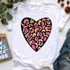 2025 Leopard Love Print T-Shirt Women Summer Fashion Tshirt Femme Harajuku Kawaii Clothes White Casual T Shirt Female