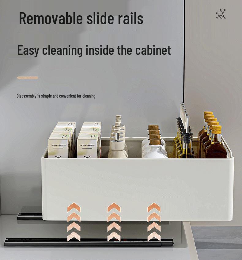 Multi-Functional Kitchen Pull-Out Basket with Shelves and Cutlery Storage
