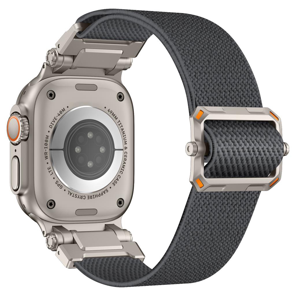 Armband für Apple Watch Serie 10 Ultra 9 8 7 SE 6 5 4 3 2 1 46mm 49mm 45mm 44mm 42mm Titanfarbenes Metallverbinder Nylon Uhrenarmband