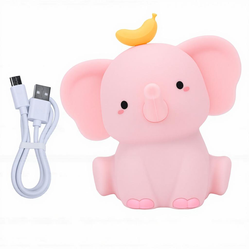 Silicone Light USB Rechargeable Tap Control Adorable Elephant Silicone Night Light for Bedside