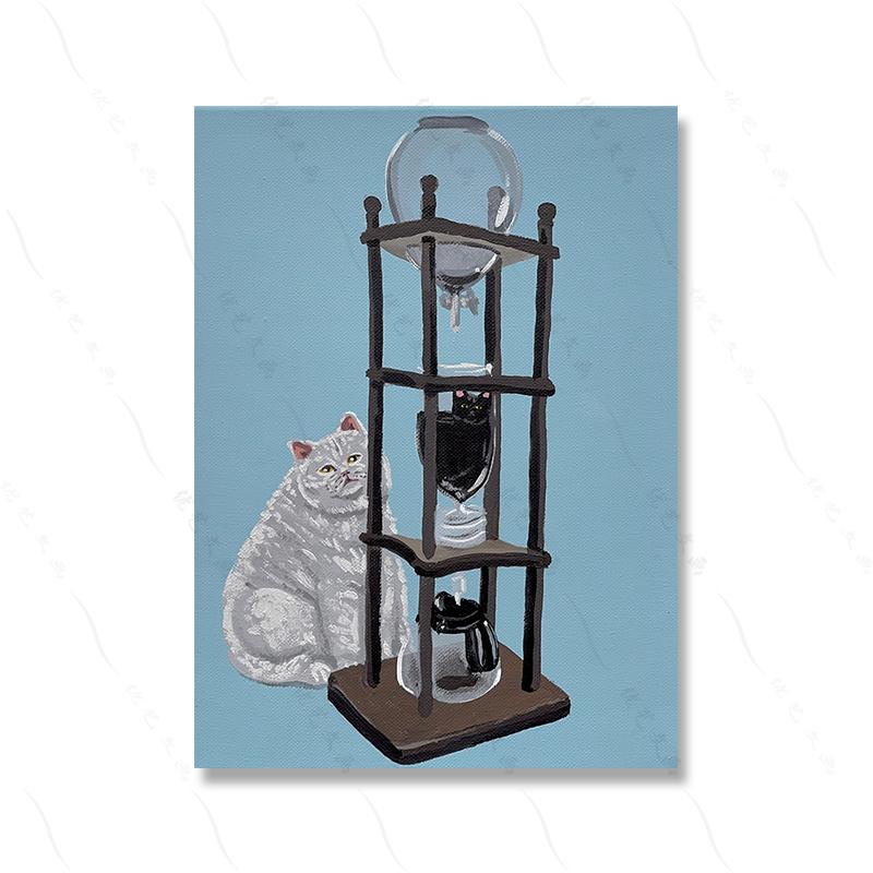 Long Bodied Cat Abstract Greedy Cat Wall Art Poster Print Black Cute Pet Oil Canvas Painting Toilet Bed Room Home Decor No Frame