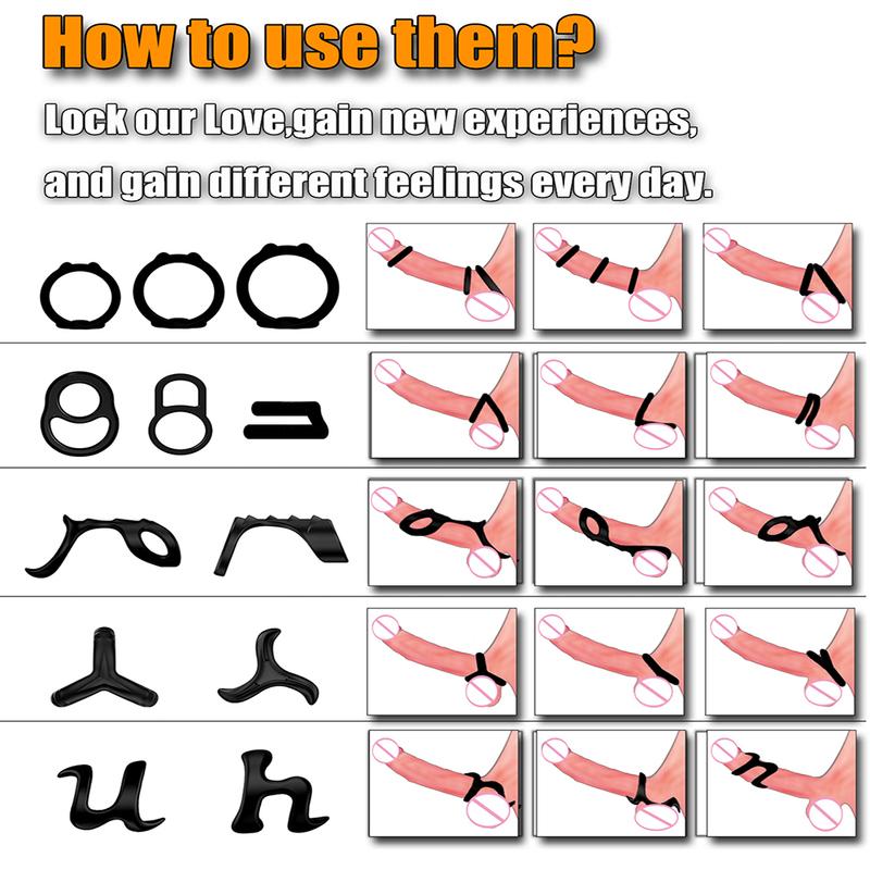Penis Ring Silicone Cock Rings Delay Ejaculation Scrotal Binding Ball Stretcher Erection Enhancing Lock Cockring Sex Toy for Men