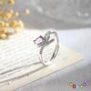 S925 Sterling Silver Adjustable Ring Egg-shaped Natural Crystal Stone Bow Shape Design Women's Jewelry