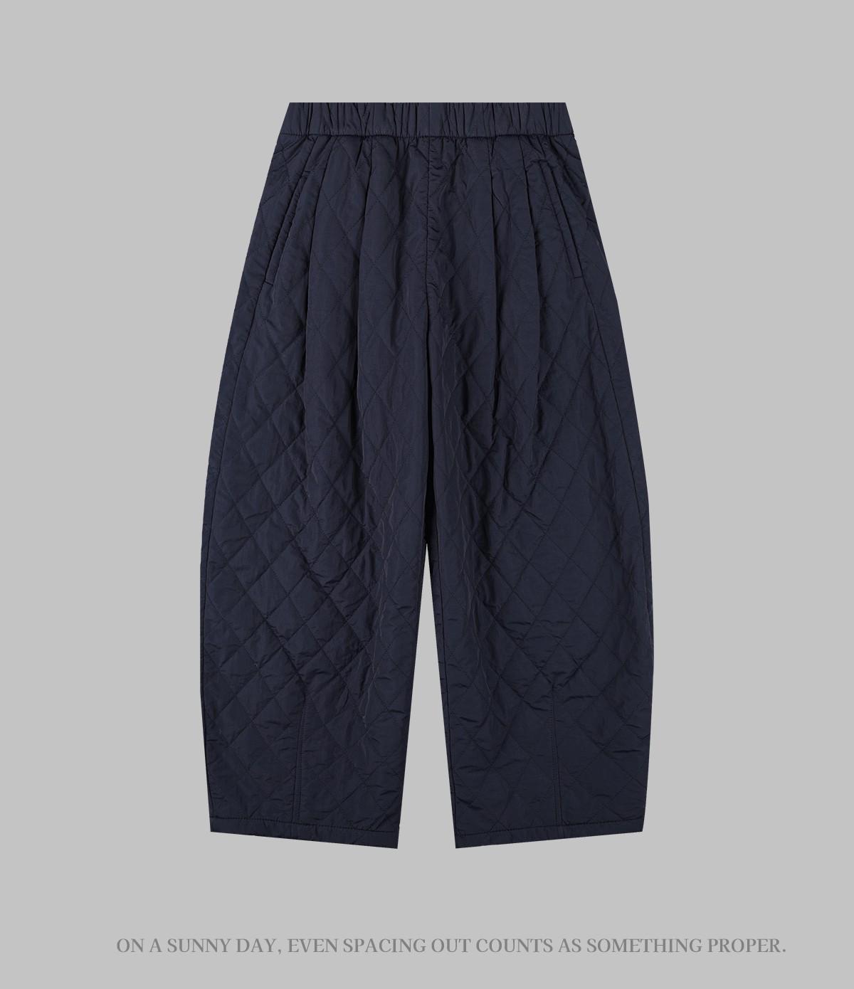

Women s Fleece-Lined Quilted Wide-Leg Pants - Warm Diamond Pattern, Winter Nine-Point Length XXL (145-160 jin) темно-синього кольору