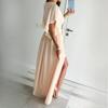 Women's Autumn Solid Colour Flared Sleeve Loose V-Neck Floor Length Dresses