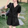 ZANZEA Women Lace Patchwork Short Sleeve Blouse and Shorts Summer Two Piece Suit Sets
