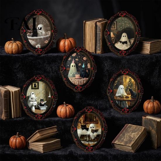 Gothic Refrigerator Magnets Halloween Dark Style Magnet, Retro Oval Photo Holiday Gifts Frame Decorative Magnetic Sticker for Metal