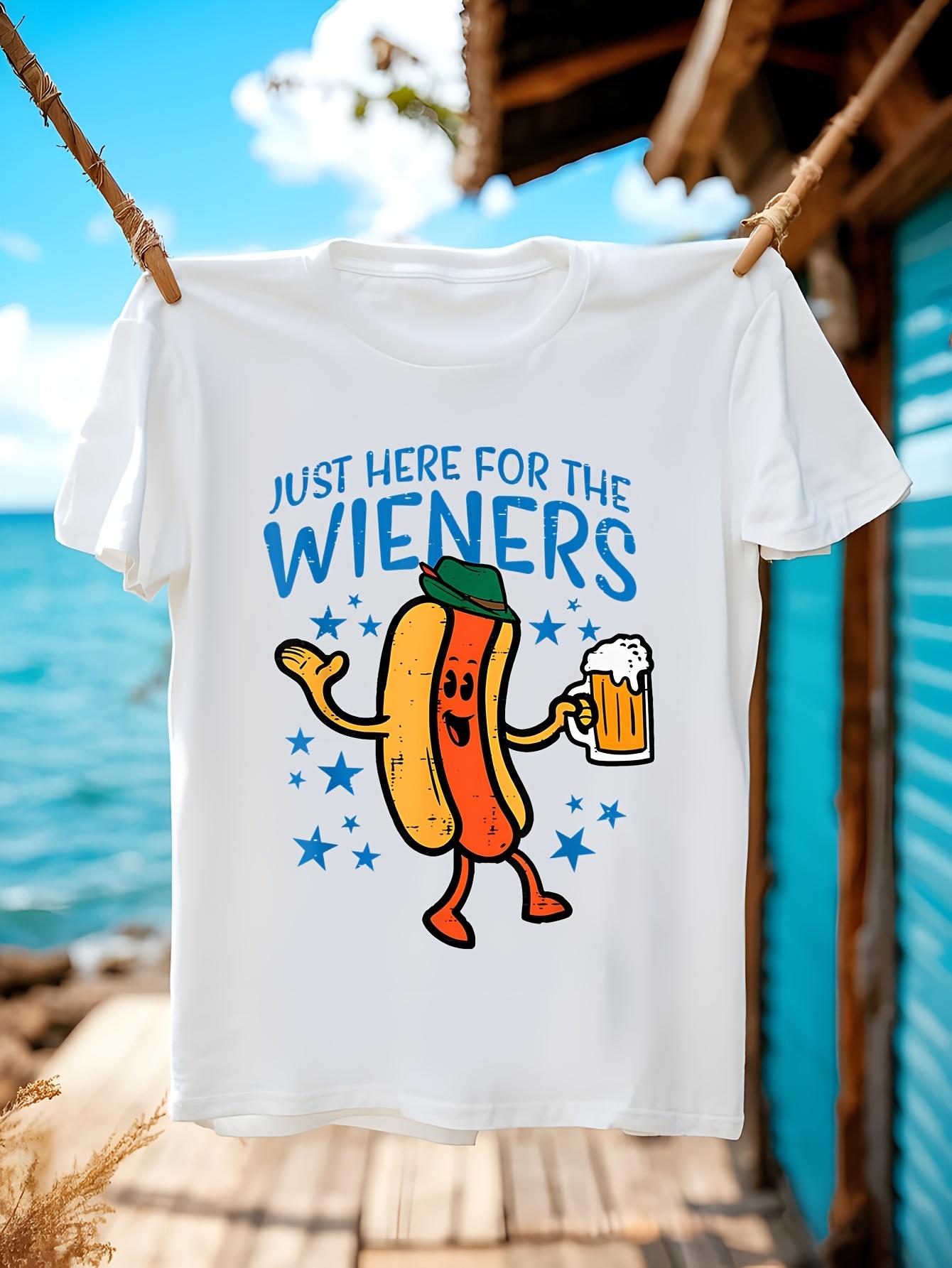 Funny Tshirt Funny Hot Dog Graphic Tshirt - Just Here for... S