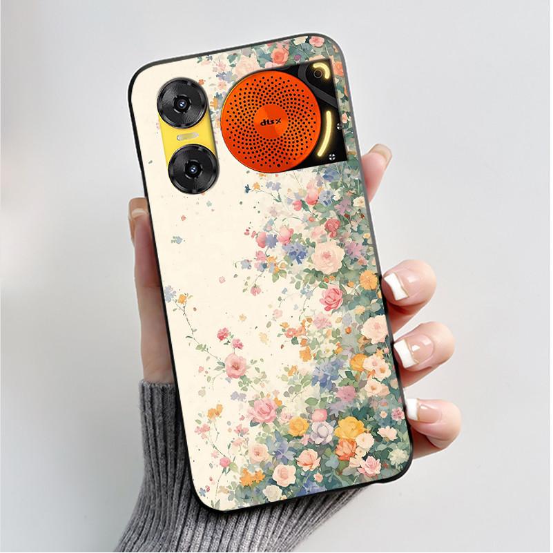 Printing Case For ZTE Nubia Music 2 Music2 Soft Silicone Black Shell For ZTE Nubia Music Z2353 Cover Cute Flower Cartoon Casing