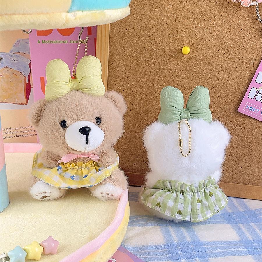Cartoon Plush Bow Bear Doll Schoolbag Pendant Bag Hanging Ornaments for Couples and Girlfriends Dolls Gifts