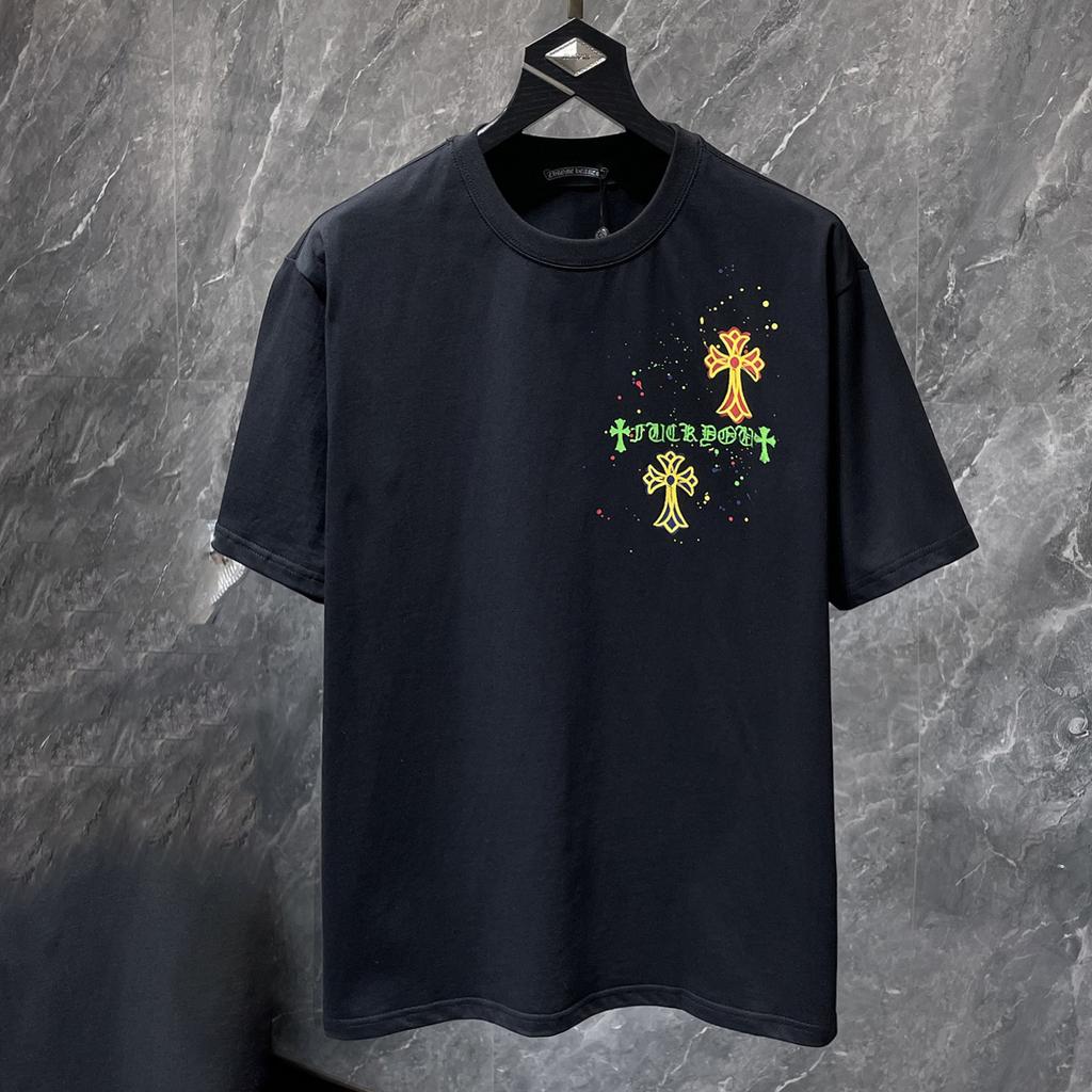 8959 CHROME HEARTS 2026 Summer New High Quality Cotton Round Neck Loose Large Size Men's and Women's T-shirt Couple T-shirt