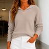 Women's Casual Comfortable Hooded V-Neck Long Sleeve Pullover Sweater, Loose Fit Color